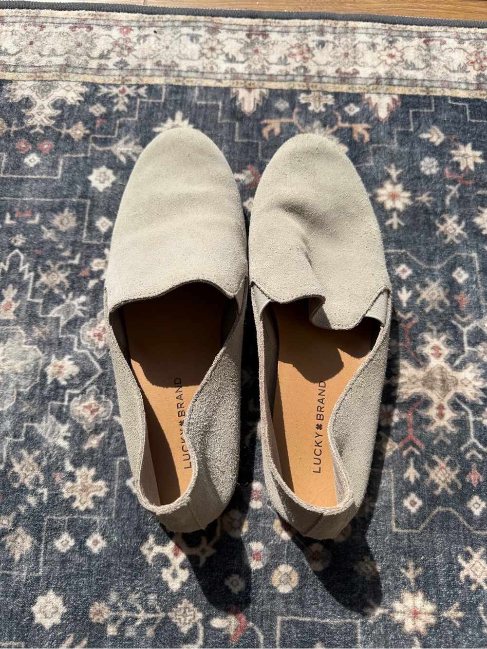 Lucky Brand Light Gray Suede Slip-On Loafers
